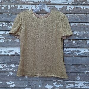 Frascara Sequin Elegant Gold Women's Top Size 6 NWT